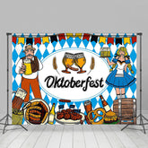 Blau Weiß Brot Bier Weizen Oktoberfest Hintergrund